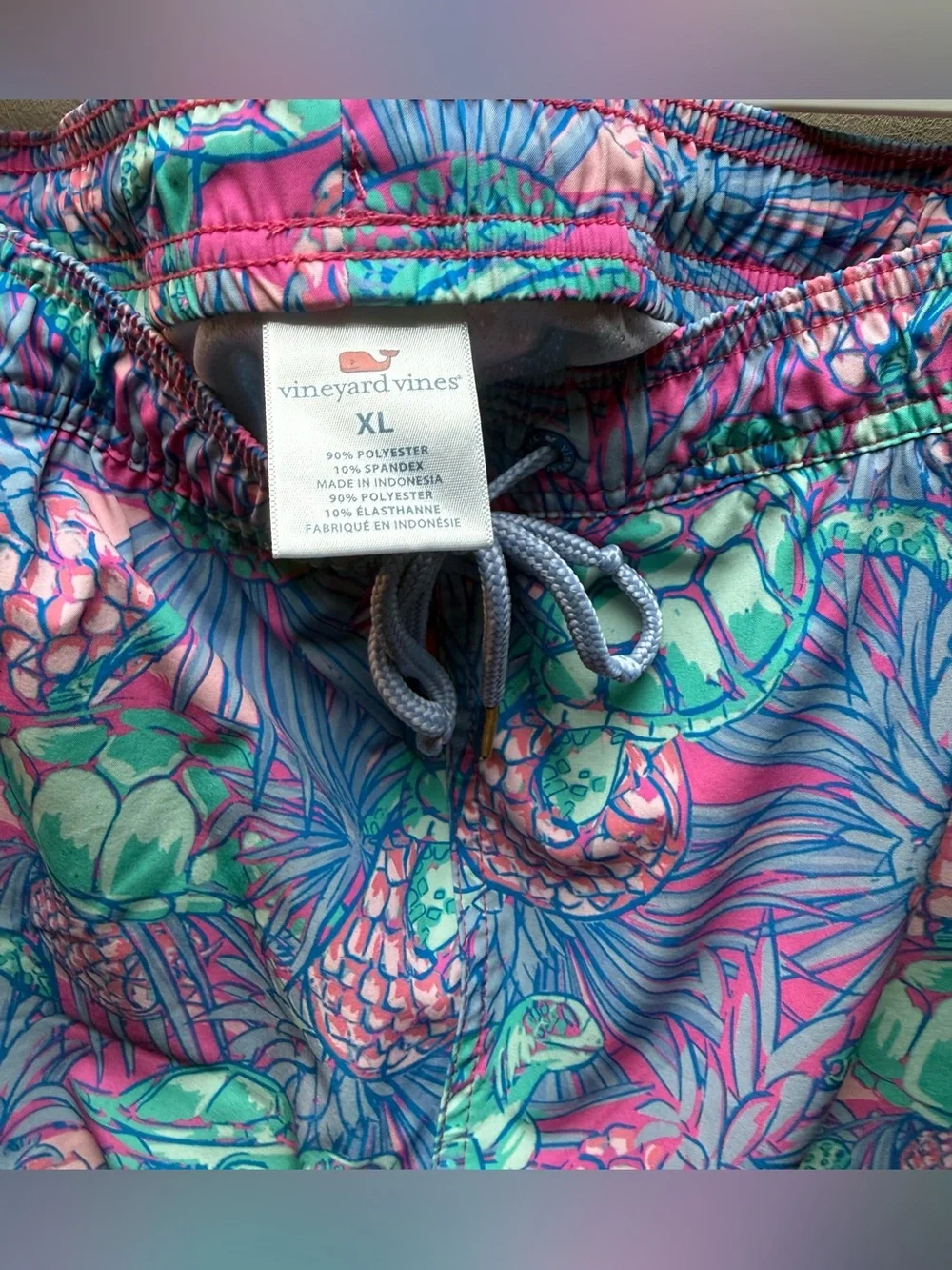 Vineyard Vines Pink & Teal Tropical Turtle Bathing Suit
